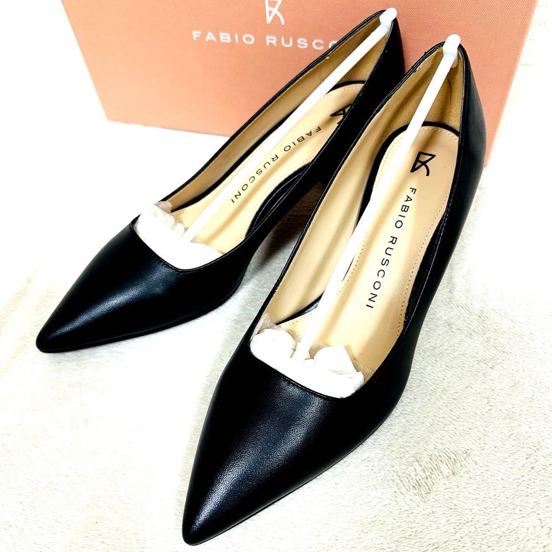 ★新品★ FABIO RUSCONI ポインテッドトゥパンプス　37 黒 レザー