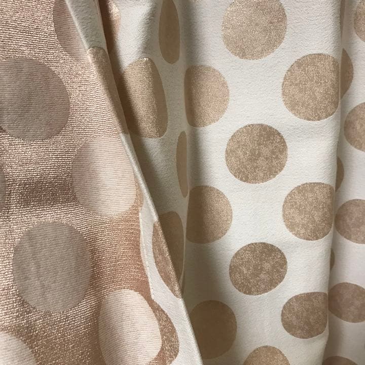 ニトリ オーダーカーテン オーダーメイド ドット 水玉 ゴールドベージュ