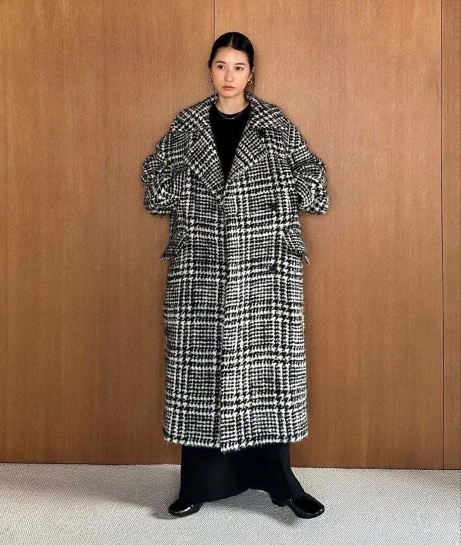 CLANE チェック柄ロングコート サイズ1