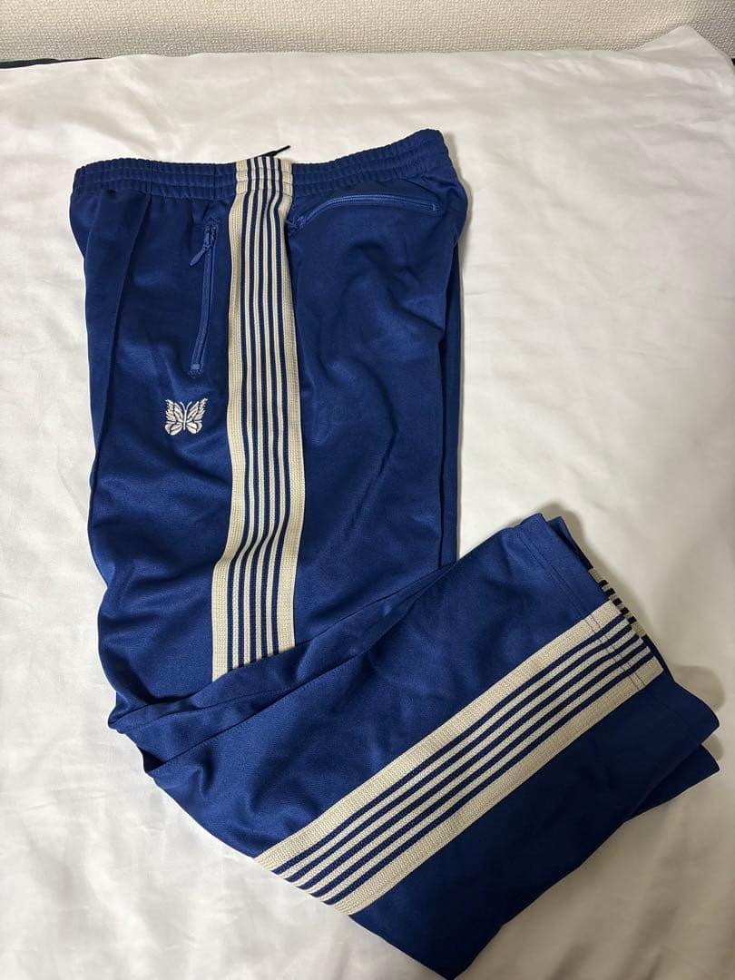 Needles ニードルス　トラックパンツ　刺繍ロゴ　サイドライン　ネイビー　S