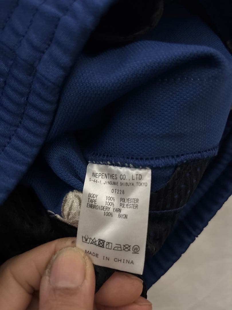 Needles ニードルス　トラックパンツ　刺繍ロゴ　サイドライン　ネイビー　S