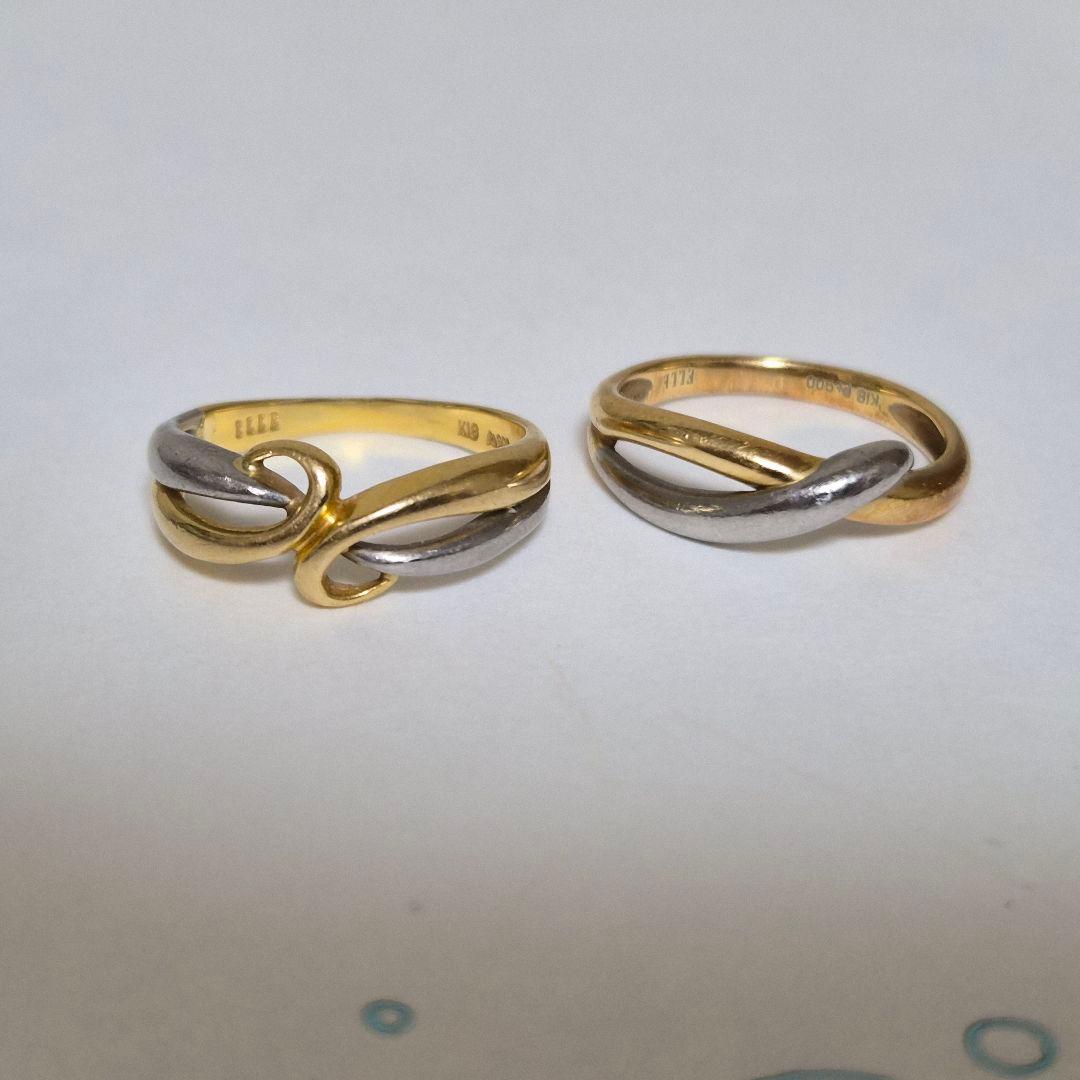 ELLE K18 プラチナ コンビ デザインリング