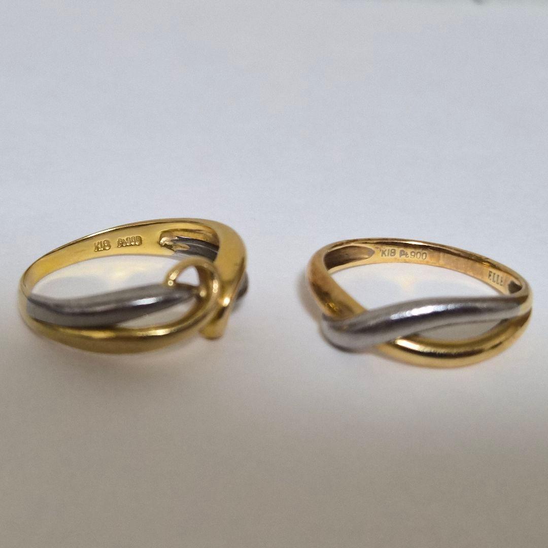 ELLE K18 プラチナ コンビ デザインリング