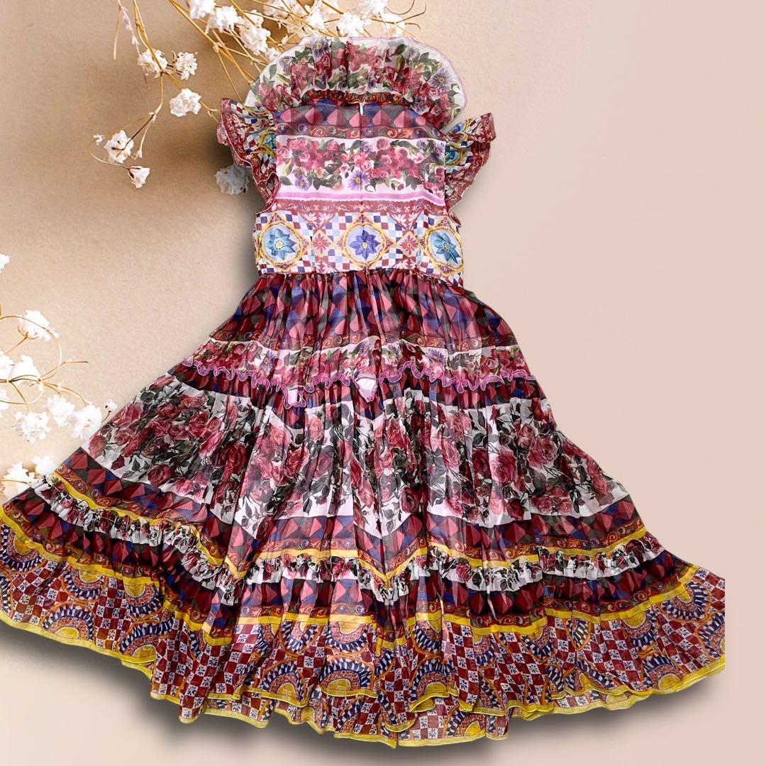 美品　ドルチェアンドガッバーナ　ドルガバ　花柄　ワンピース　ロング　子供服