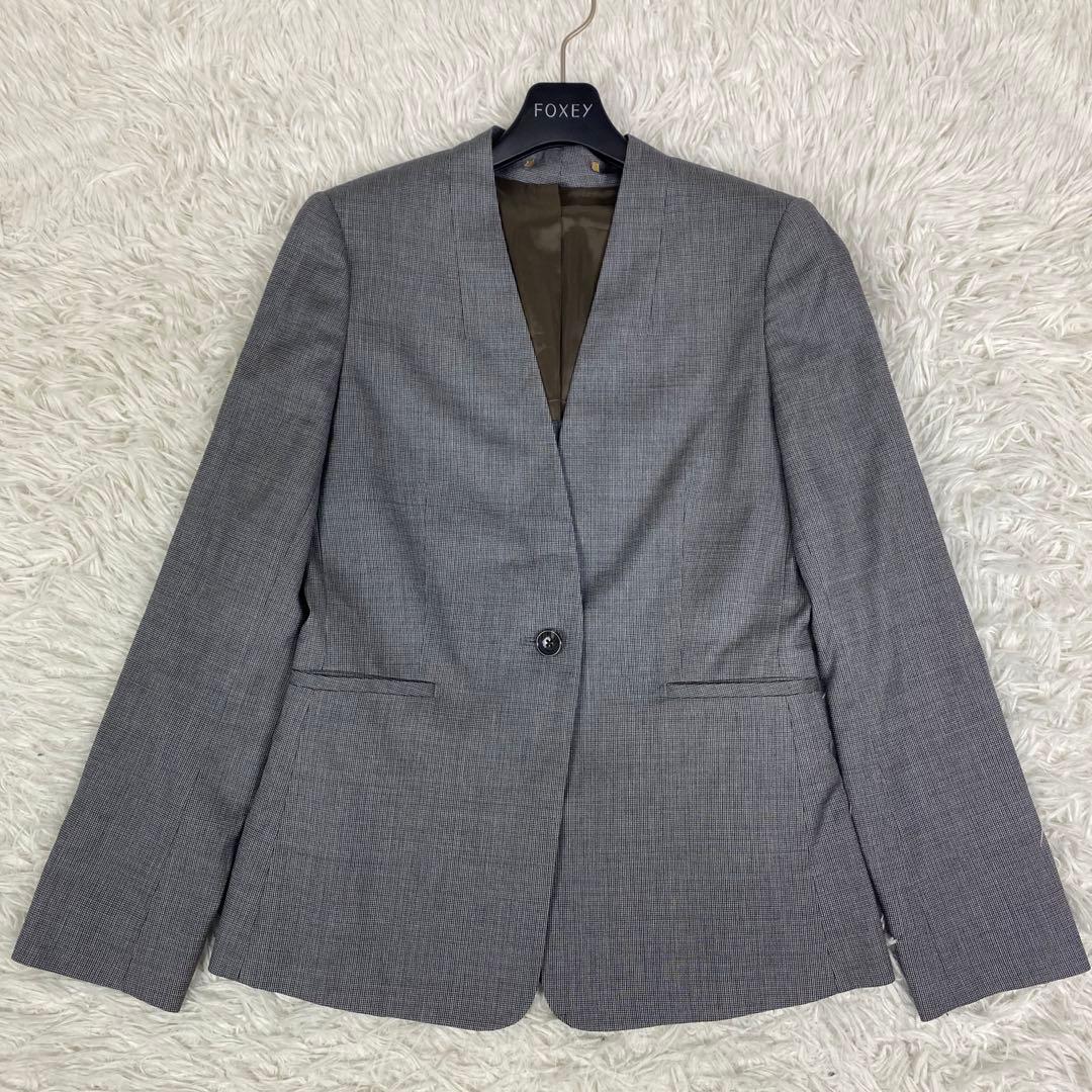 未使用　REDA オリヒカ　スーツ　3点　スリーピース　ノーカラー　千鳥　パンツ