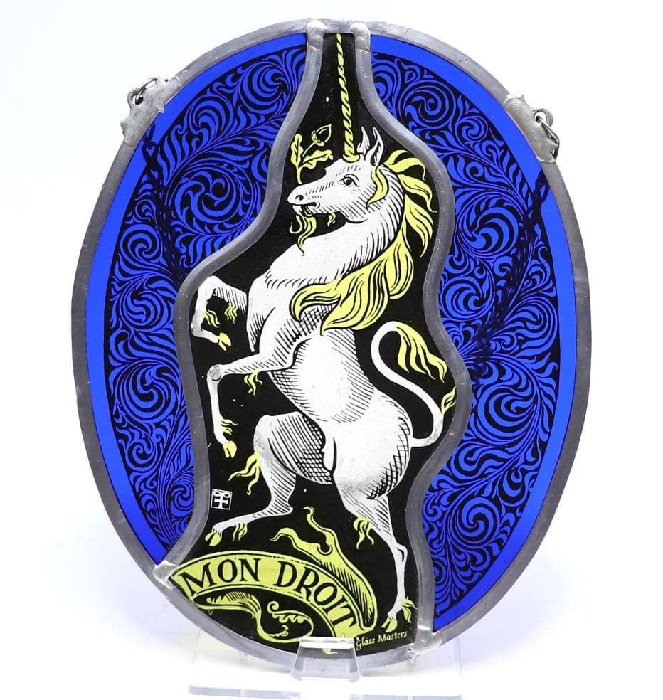 レア型 ユニコーン ヴィンテージ ステンドグラス スコットランド ブルー 高級