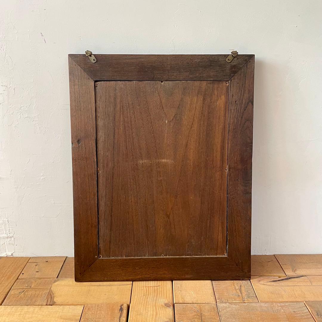 【専用】112. 木彫 透彫り 扉付き 四角型 鏡 ミラー 壁掛け