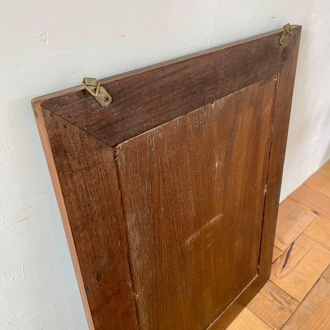 【専用】112. 木彫 透彫り 扉付き 四角型 鏡 ミラー 壁掛け