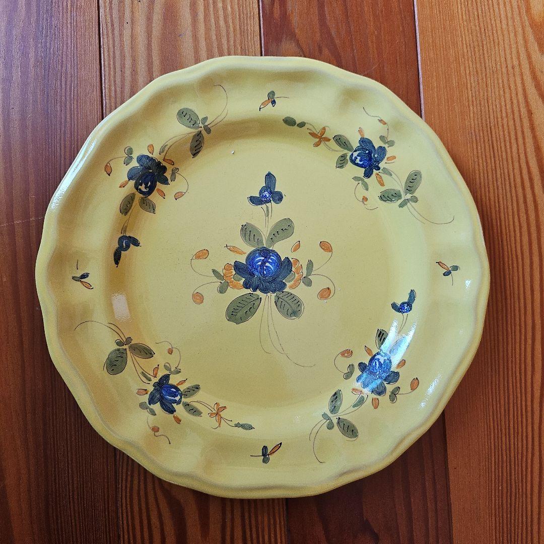 19-20世紀 南フランス 黄釉色絵輪花平皿 伊丹十三の台所