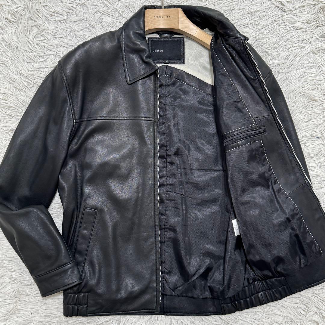 LICORICE ラムレザー 短丈 レザージャケット ブラック 羊革 柔らか