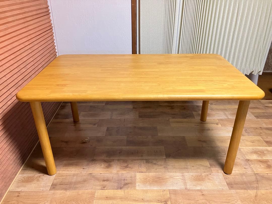貞刈製作所　高齢者施設向け木製テーブル150cm長方形　4人掛け　テーブル　介護