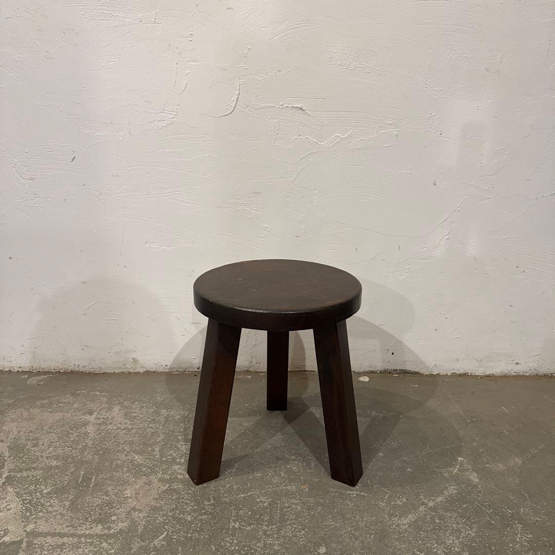 ヴィンテージ　木製サイドテーブル　　ラウンド　花台　スツール