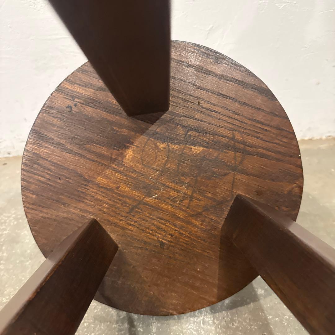 ヴィンテージ　木製サイドテーブル　　ラウンド　花台　スツール