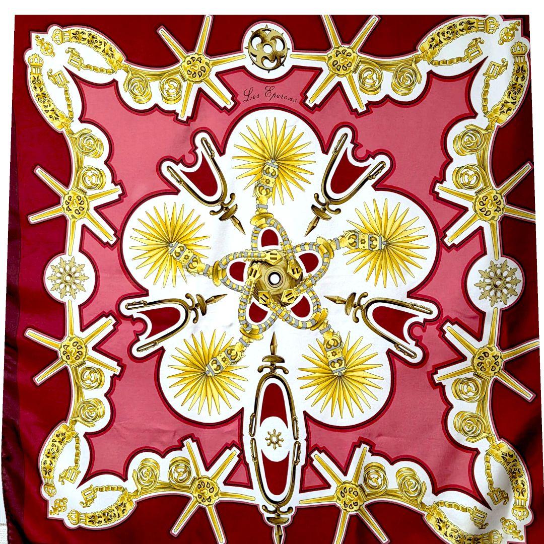 美品✨HERMES エルメス 黄金の拍車 Les Éperons 赤 カレ90