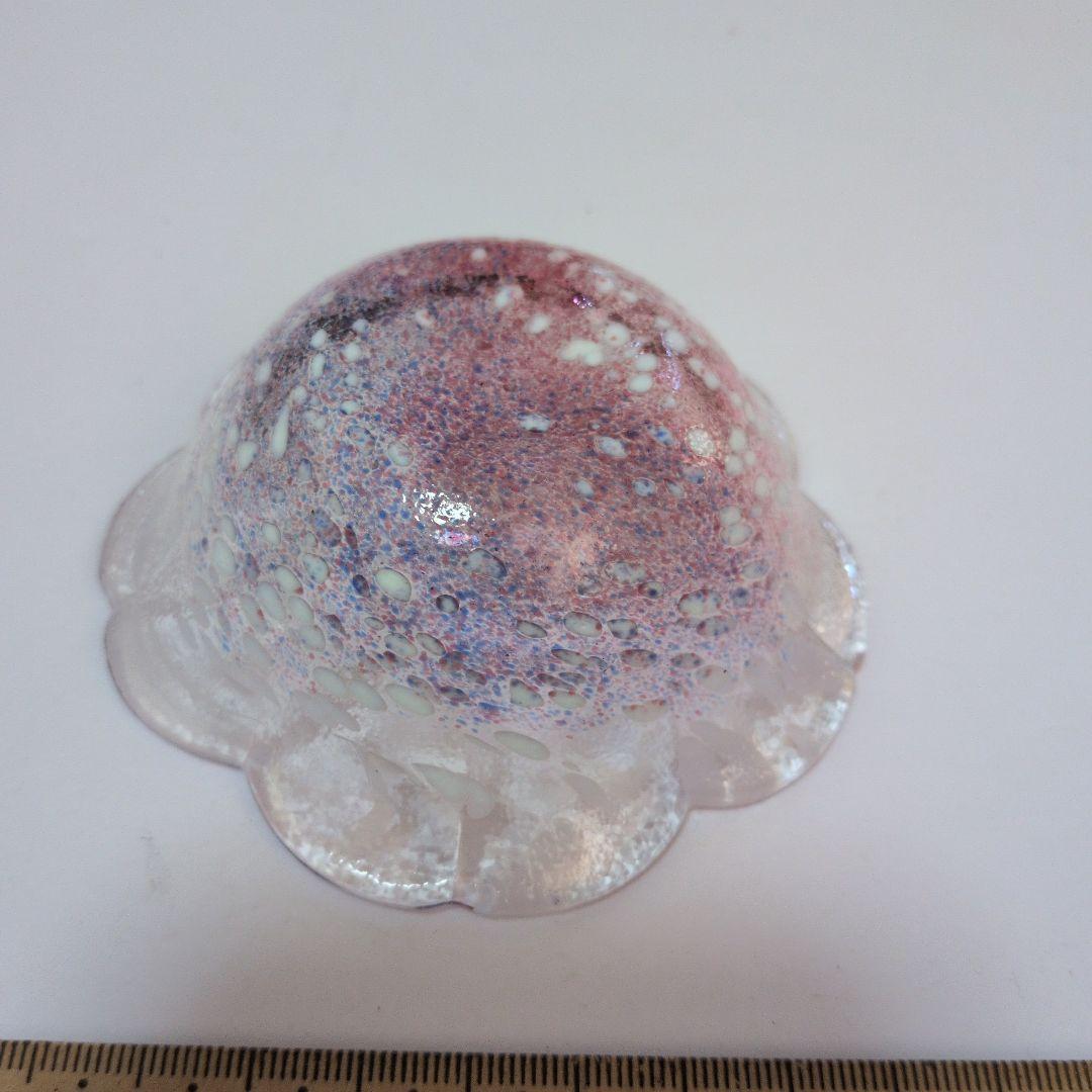 花形透明ガラス皿 約8cm　お皿　アンティーク