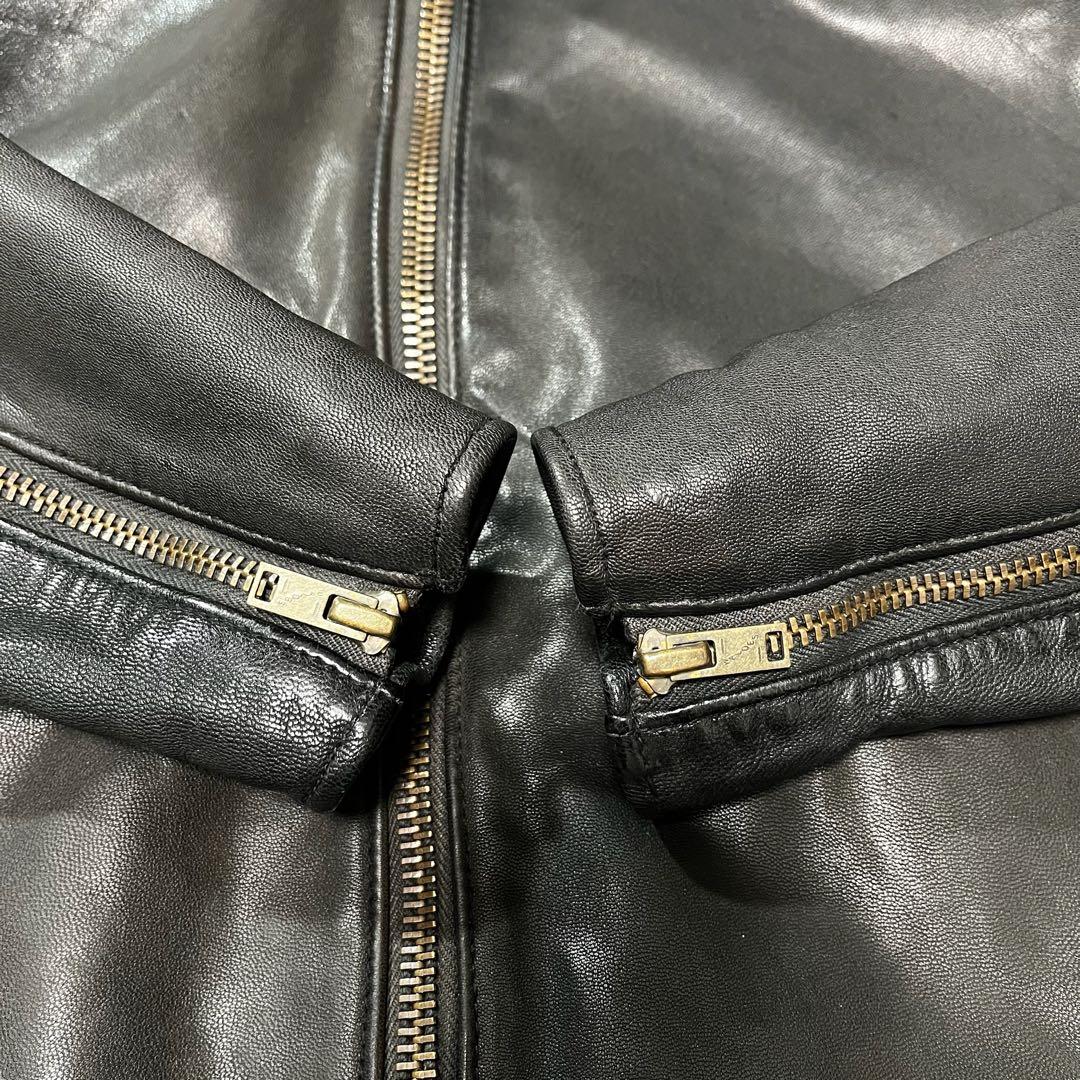 ヒステリックグラマー シングルライダースジャケット レザー 本革 山羊革 黒 S