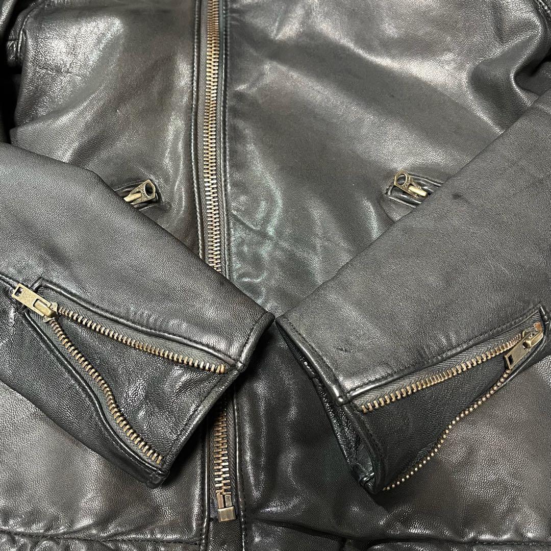 ヒステリックグラマー シングルライダースジャケット レザー 本革 山羊革 黒 S