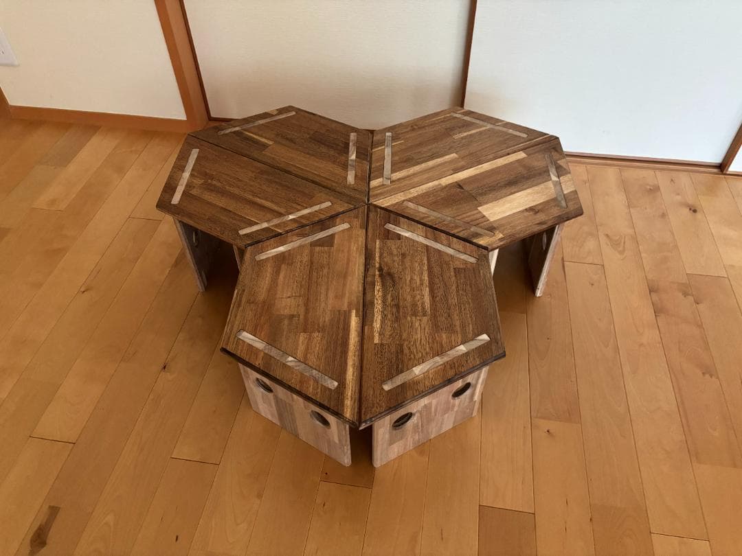 コンパクト ヘキサゴンテーブル ヘキサテーブル 囲炉裏テーブル 組み立て式