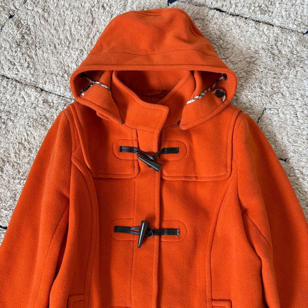 【美品】バーバリーロンドン　ダッフルコート　オレンジ　ウール　牛革　46