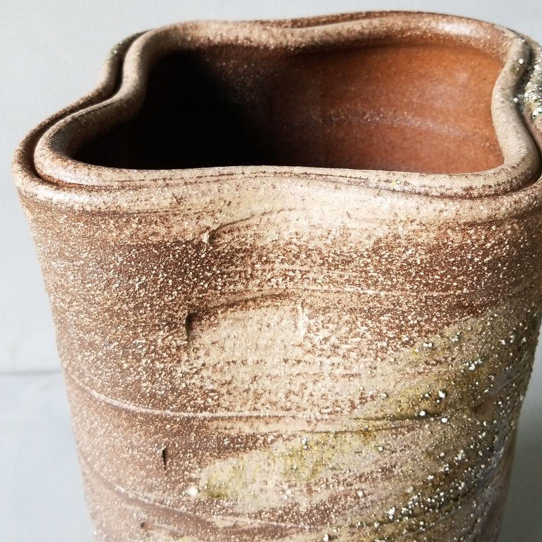 信楽焼 傘立て 古窯変変形 高さ４７cm