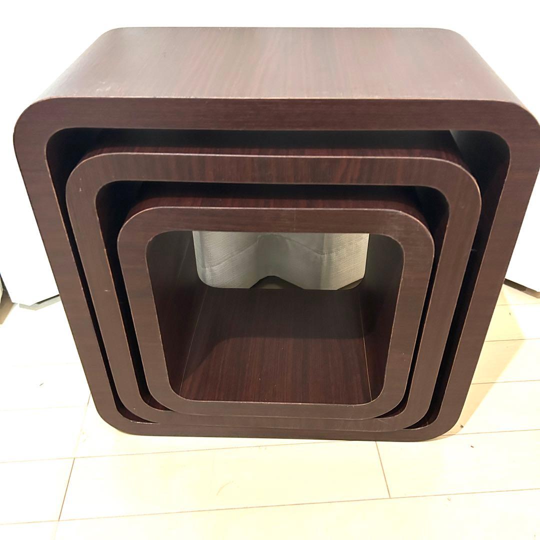 木製 キューブ オープンラック 大中小 3個セット 曲げ木 ミッドセンチュリー