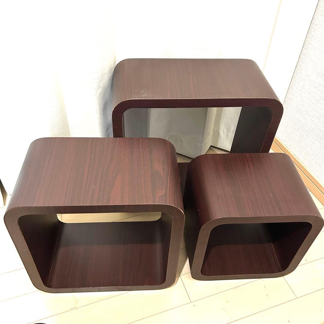 木製 キューブ オープンラック 大中小 3個セット 曲げ木 ミッドセンチュリー