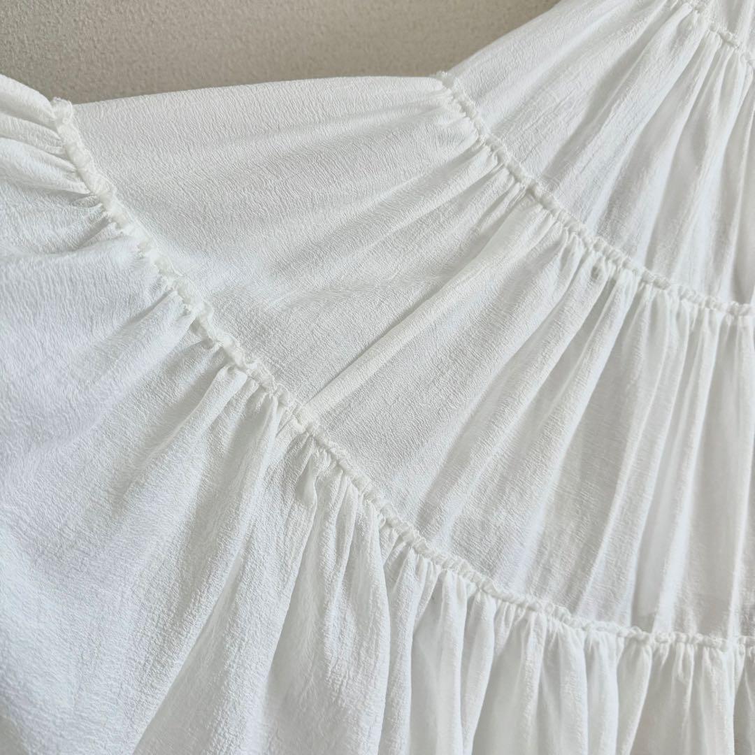 anuans ボリュームティアードオーガンジースカート WHITE