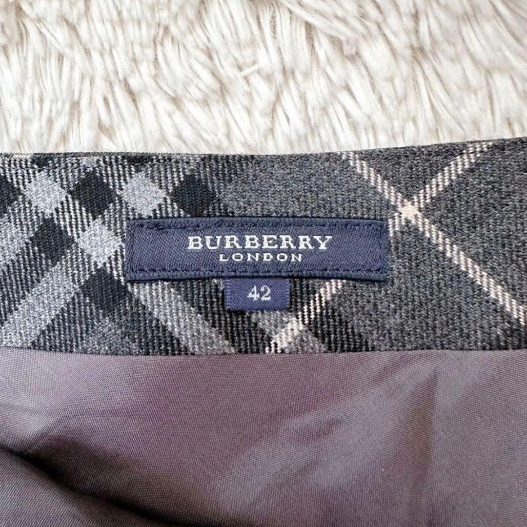 美品 バーバリーロンドン ノバチェック ミモレ丈 フレアスカート Aライン 42