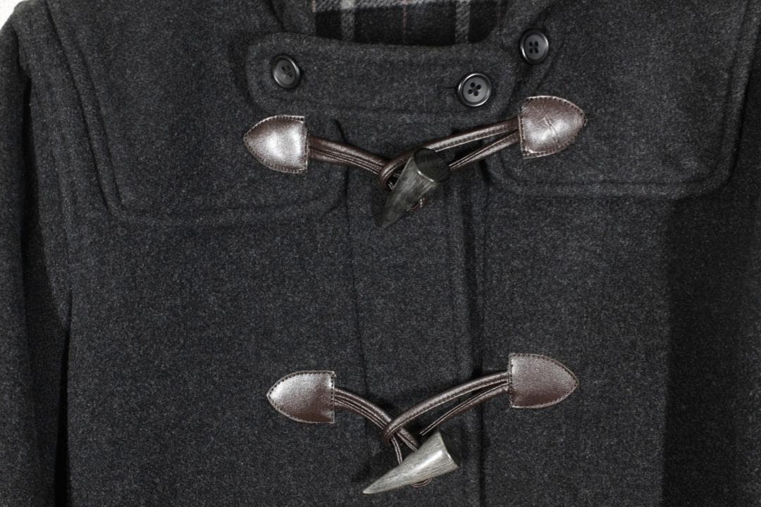 42【極美品】イーストボーイ ダッフルコート 9 グレー M 裏チェック柄 通学