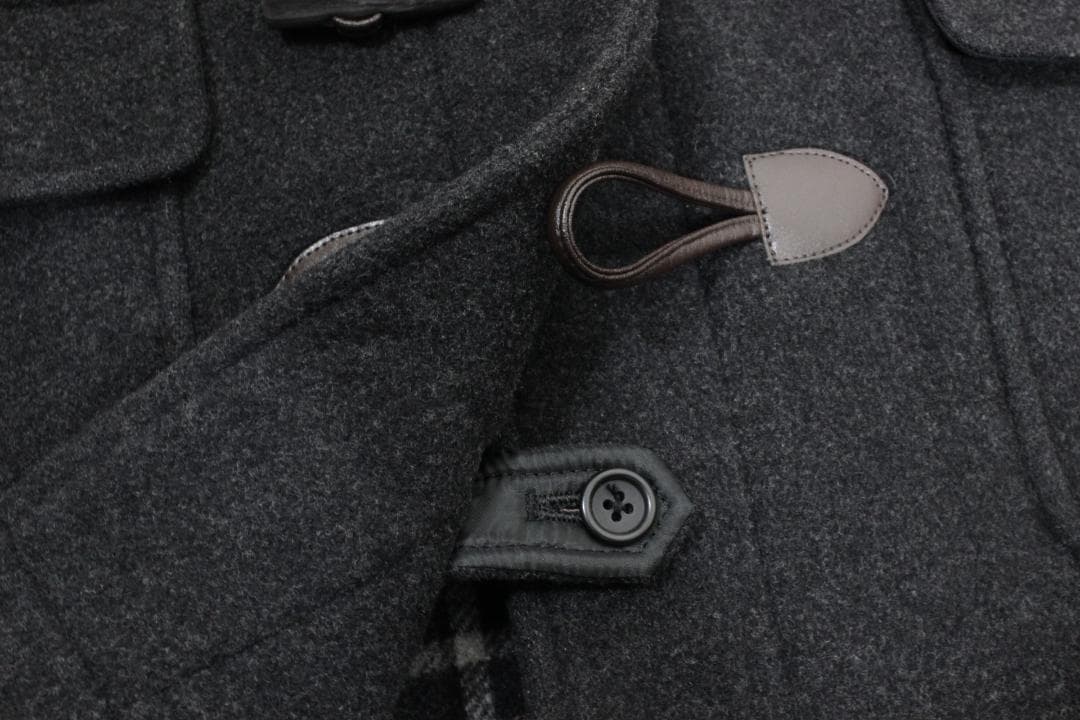 42【極美品】イーストボーイ ダッフルコート 9 グレー M 裏チェック柄 通学