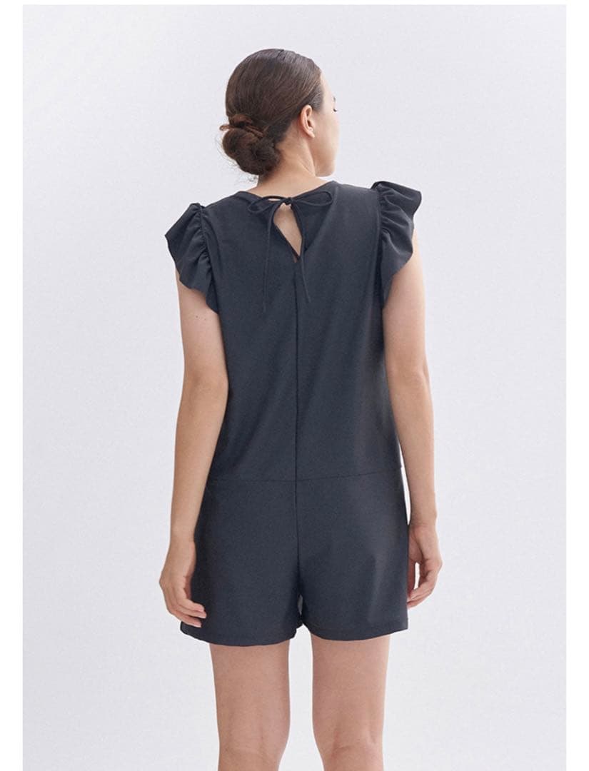 yori 水着　2024ss ショルダーフリルオールインワン　ダークグレー