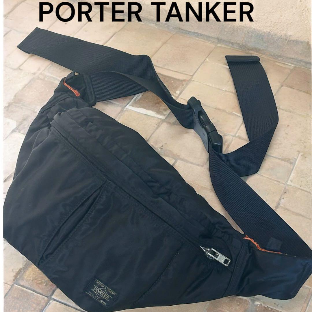 極美品 PORTERタンカー ボディバッグ ウエストバッグ ブラック