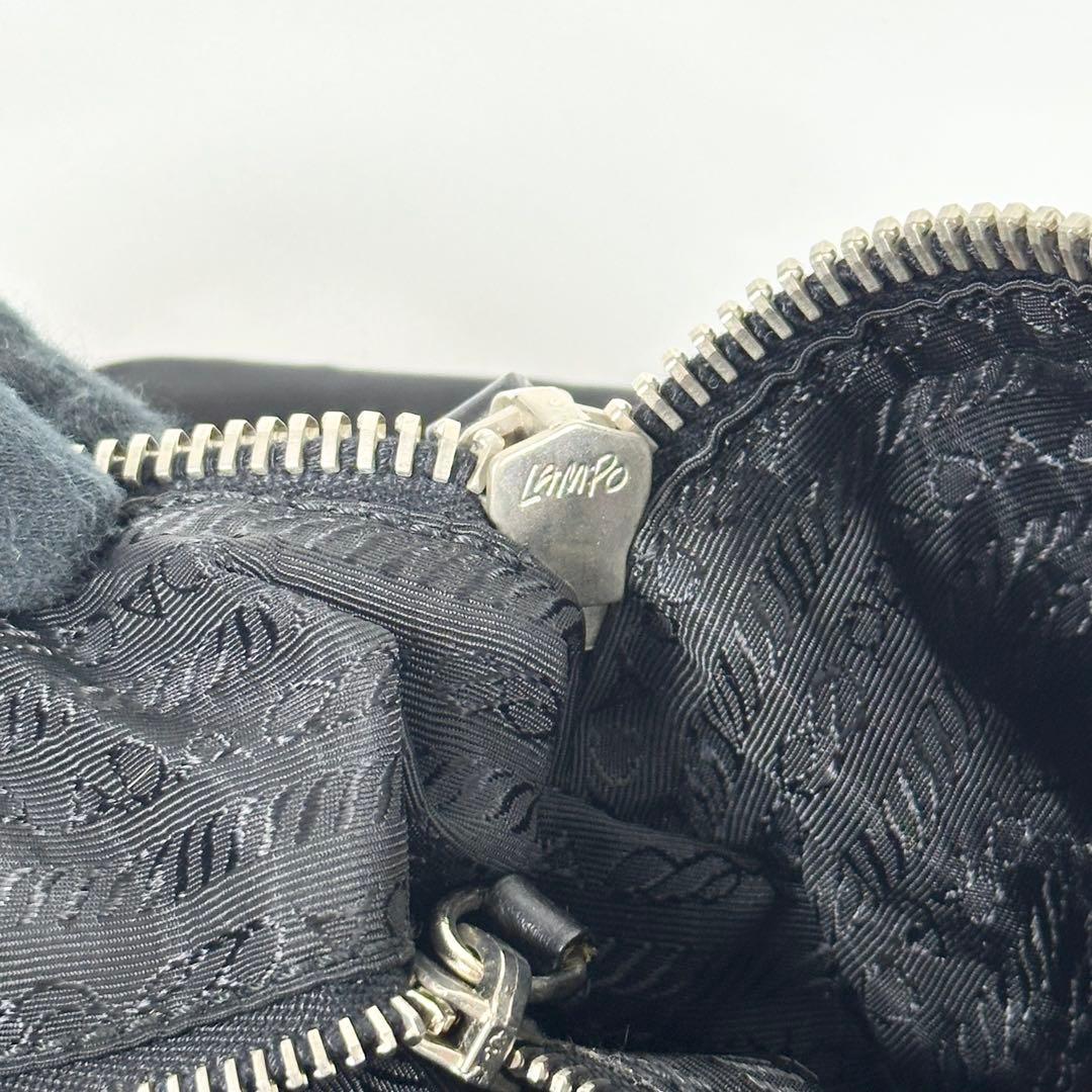 美品 PRADA ナイロンレザー ミニボストンバッグ 3角ロゴ ブラック