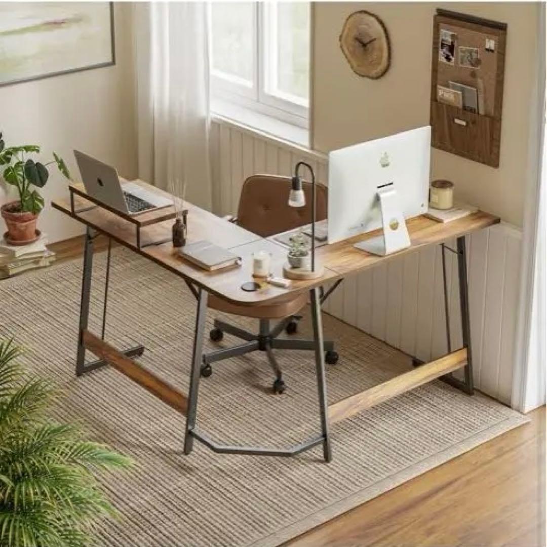 L字型木製パソコンデスク