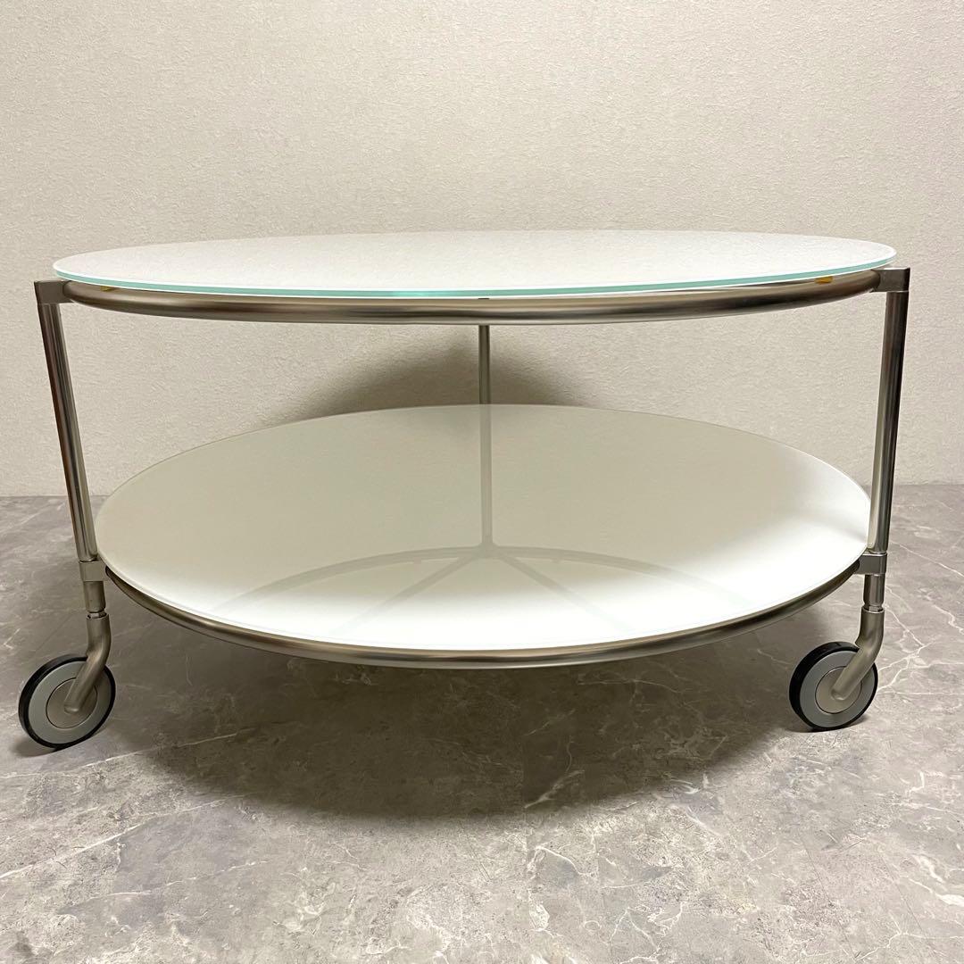 良品　イケア　ストリンド　ガラステーブル　ラウンドテーブル　ローテーブル