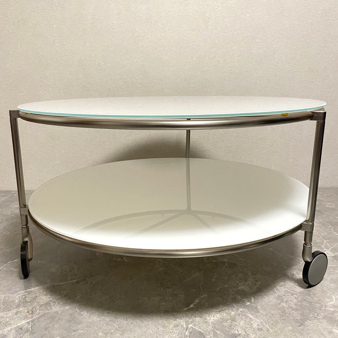 良品　イケア　ストリンド　ガラステーブル　ラウンドテーブル　ローテーブル