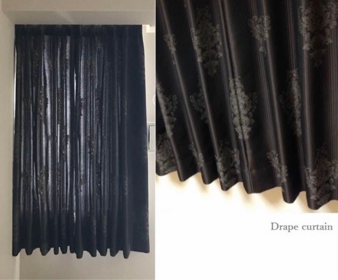 【 腰窓 小窓 】 素敵な高級感 ドレープカーテン ダークブラウン ②