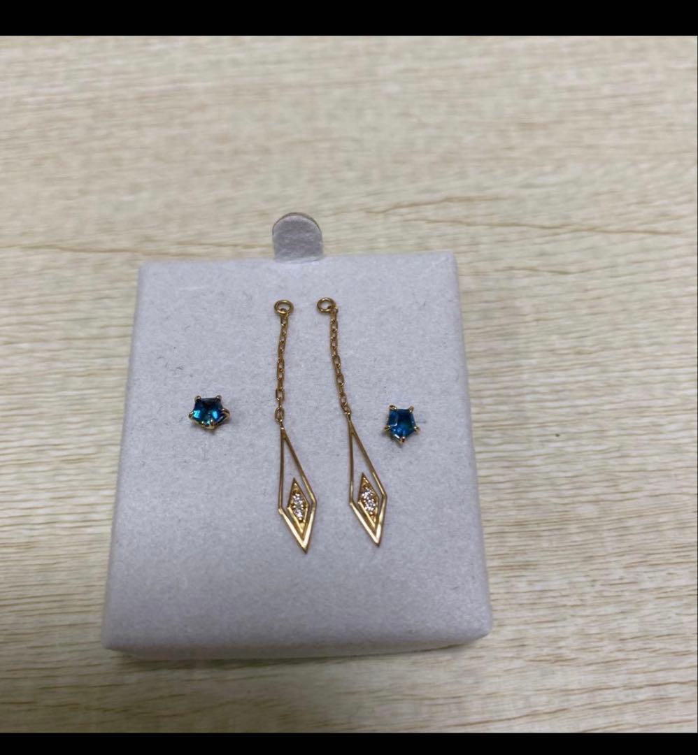 TAKE-UP ピアスK18ロンドンブルートパーズ／ダイヤモンド