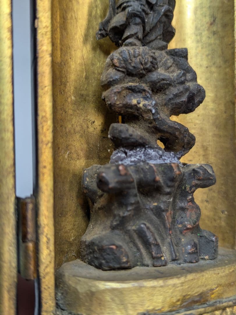 毘沙門天　念持仏　懐中仏　木彫　骨董　江戸時代　厨子　細密彫刻