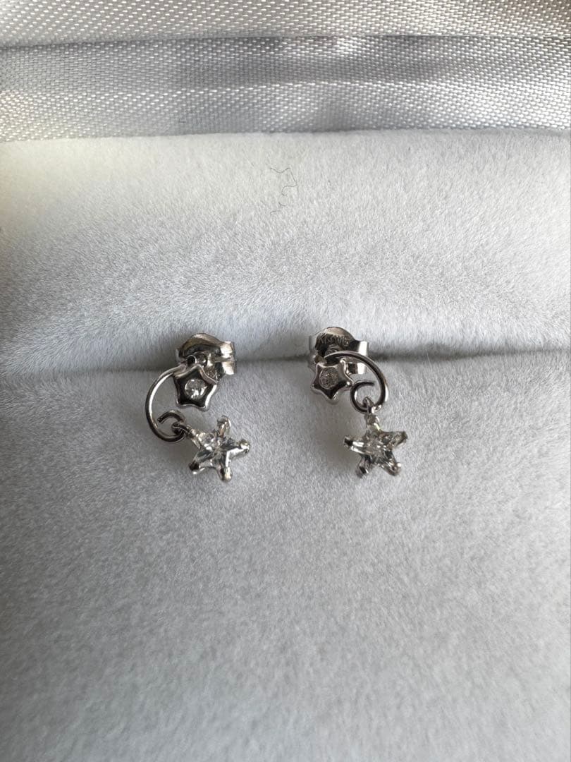 【新品未使用】K14 星 ジルコニア ピアス K18 K10 金ホワイトゴールド
