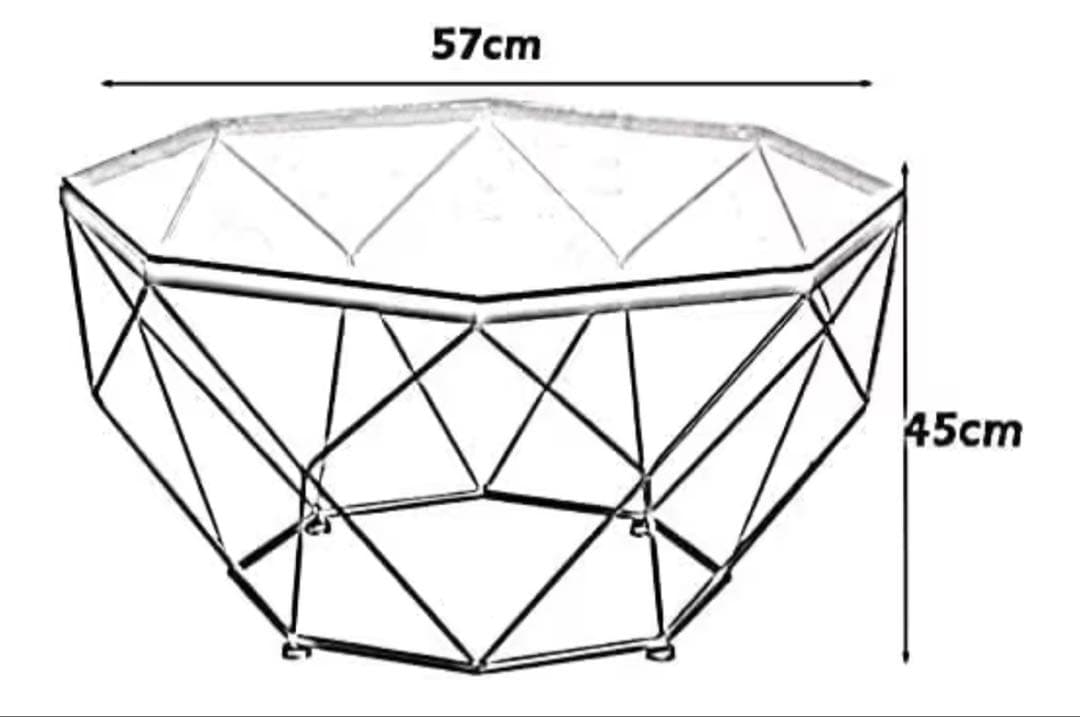 ジオメトリックデザイン 八角形ガラステーブル　北欧　ローテーブル