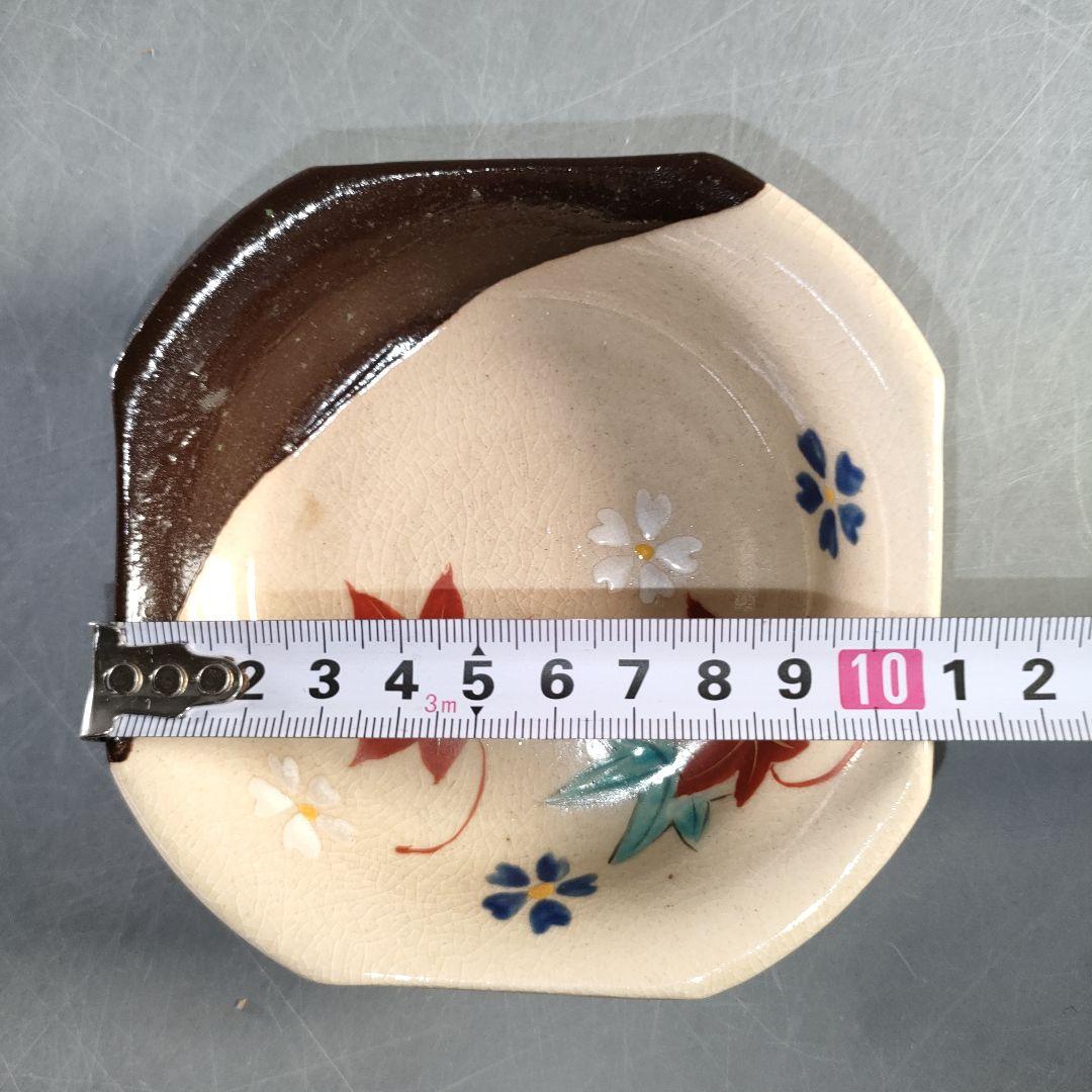 A1366-5/平安萬珠堂/雲錦紅葉絵盆皿10客/共箱/飾皿/菓子皿/懐石道具/