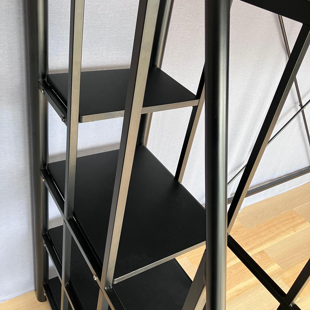 ロフトベッド階段式 スチール製 黒 宮&2口コンセント