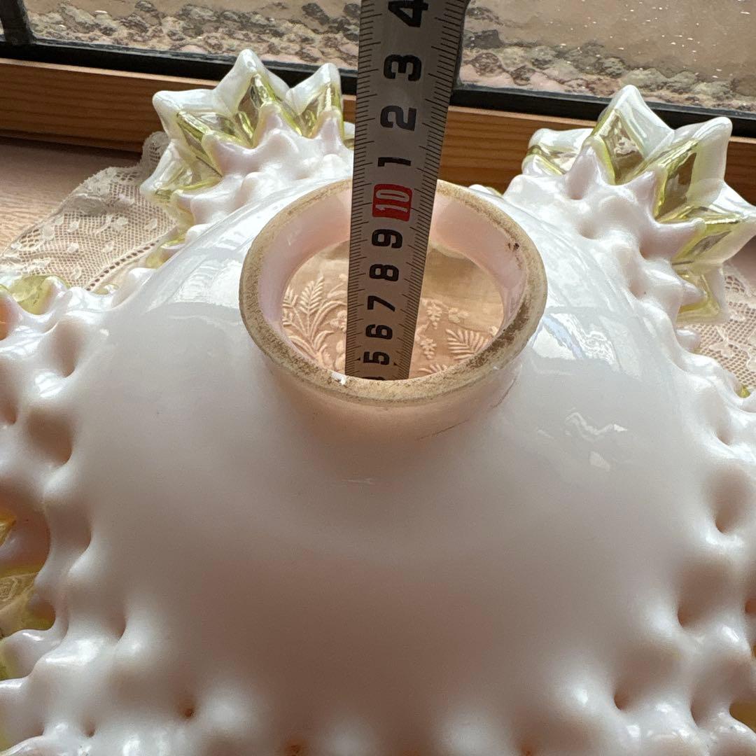 フランス アンティーク ガラスランプシェード　ヴァセリンガラス