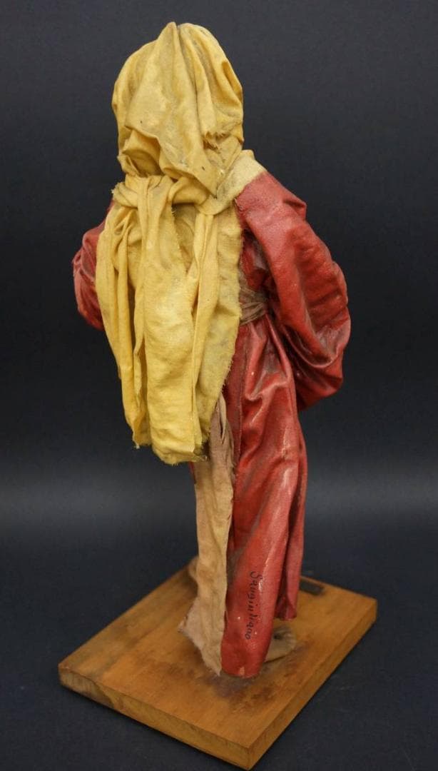 イタリア工芸品 紙人形『水瓶を持つ女性』48/300 アンティーク人形 木製台座