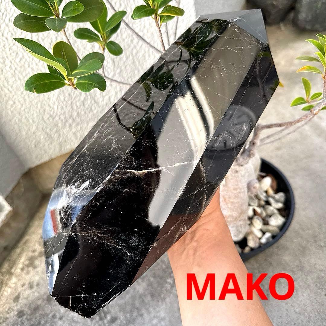 M1832☆黒水晶(モリオン)六角柱6.4Kg☆天然石　原石☆N50901-A