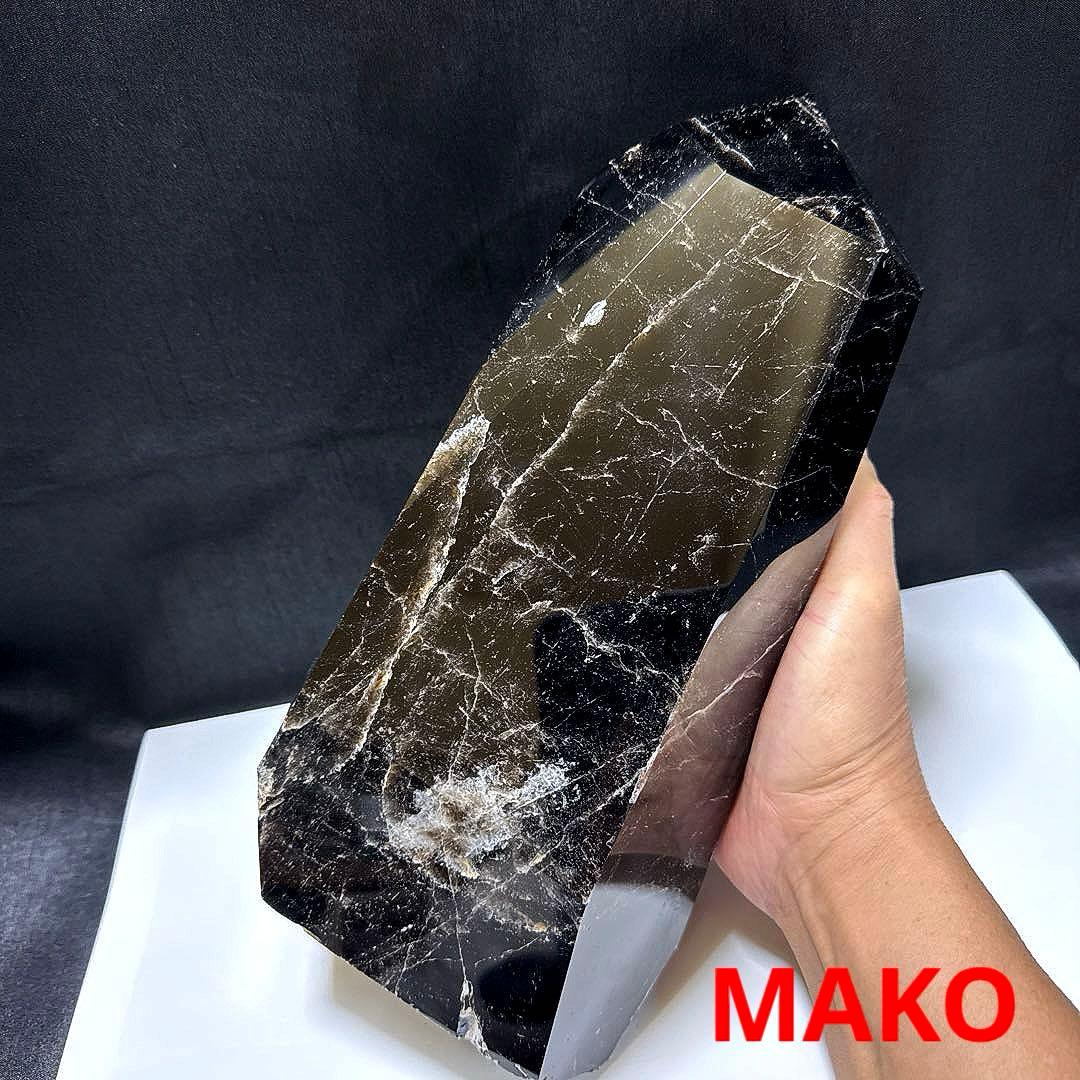 M1832☆黒水晶(モリオン)六角柱6.4Kg☆天然石　原石☆N50901-A