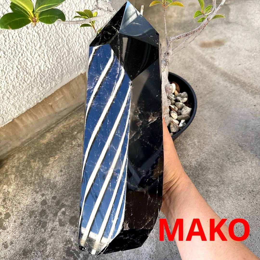 M1832☆黒水晶(モリオン)六角柱6.4Kg☆天然石　原石☆N50901-A