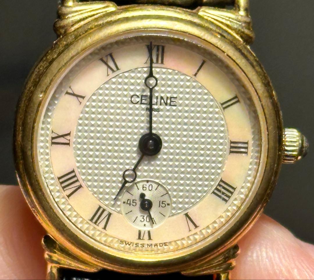 【傷あり】CELINE　腕時計　ピンクシェル