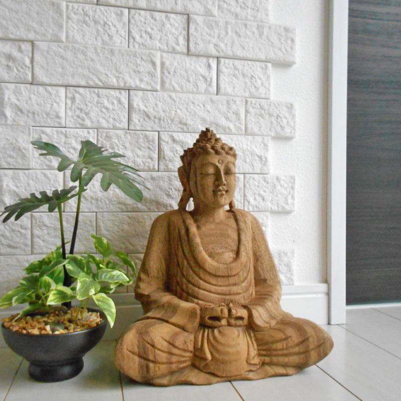 一刀彫 仏陀坐像 26ｃｍ 仏像 仏陀 ブッダ 仏像の置物 瞑想 オリエンタル